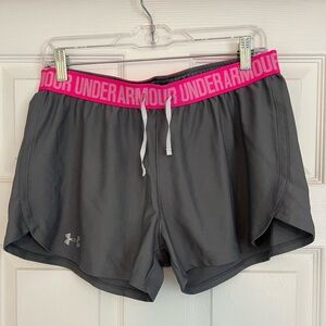Pink and Gray Under Armour Shorts